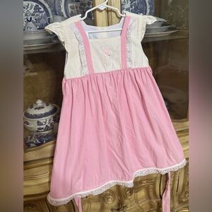 Firefly Lane boutique Easter bunny dress size 6 girls pink white embroidered
